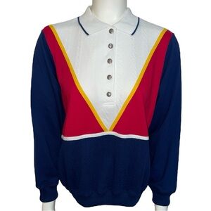 VTG 80’s Color Block Sweater - BLAST Size Petite Small - Grandma Grandpa Spring